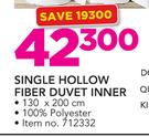 Sheraton Single Hollow Fiber Duvet Inner 130 x 200cm
