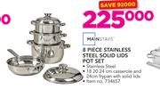 Mainstays 8-Piece Stainless Steel Solid Lids Pot Set