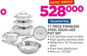 Tramontina 11-Piece Stainless Steel Solid Lids Pot Set
