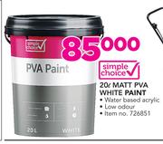Simple Choice 20ltr Matt PVA White Paint