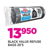 Black Value Refuse Bags-20's