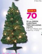 90cm Green Christmas Tree Including Lights With Plastic Stand