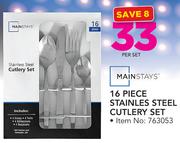 Mainstays 16 Piece Stainless Steel Cutlery Set-Per Set