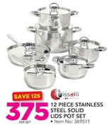 Tissolli 12 Piece Stainless Steel Solid Lids Pot Set-Per Set