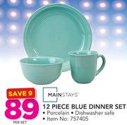Mainstays 12 Piece Blue Dinner Set-Per Set