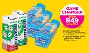 2 x Parmalat UHT Milk-1Ltr & 3 x Blue Ribbon White Or Brown Bread-700g-All For