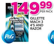 Gillette Mach 3-4's And Razor-Per Pack
