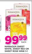 Namaqua Sweet White, Sweet Red Or Sweet Rose Wine-5Ltr Each