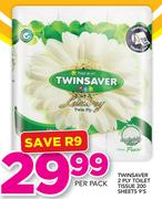Twinsaver 2 Ply Toilet Tissue 200 Sheets-9's Per Pack