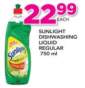 Sunlight Dishwashing Liquid Regular-750ml Each
