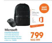 Microsoft Starter Bundle Includes Backpack, Microsoft Office 365 And Microsoft Wireless Mouse.