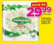 Twinsaver 2 Ply Toilet Tissue 200 Sheets 9's