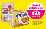 Selati White Sugar 1Kg And Bokomo Weet-Bix 900gm Bundle