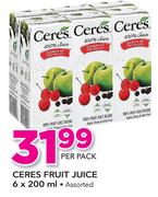 Ceres Fruit Juice-6x200ml Per Pack