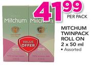 Mitchum Twin Pack Roll On-2x50ml Per Pack