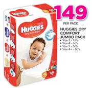 Huggies Dry Comfort Jumbo Pack(Size3 76's/Size4 66's/Size4+ 60's Or Size5 56's Pack)-Per Pack