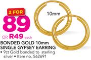 Bonded Gold 10mm Single Gypsey Earrings-For 2