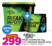 Muscle Junkie Freak Complete 4Kg Plus Creatine Rehab 650g-For Both