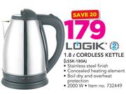 Logik 1.8Ltr Cordless Kettle LSSK-180A