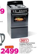 Defy 4 Plate 500mm Solid Stove Compact Black