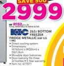 KIC 263Ltr Bottom Freezer Fridge Metallic KBF525 1ME