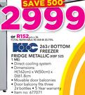 KIC 263Ltr Bottom Freezer Fridge Metallic KBF 5251 ME