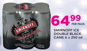 Smirnoff Ice Double Black Cans-6x250ml Per Pack