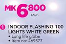 Santa's Trading Indoor Flashing 100 Lights White Green-Each