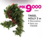 Santa's Trading Tinsel Holly 2m-Each