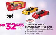 Rastar 1.14 Ferarri 458 Remote Control Car-Each