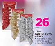 13cm Glitter Bows 6 Pack-Each