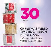 Christmas Wired Twisting Ribbon 2.75m x 6cm-Each