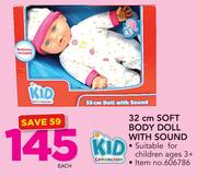 Kid Connection 32Cm Soft Body Doll With Sound