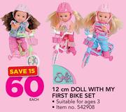 12Cm Doll With My First Bike Set-Each