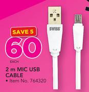 2m Mic USB Cable-Each