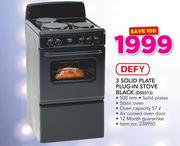 Defy 3 Solid Plate Plug In Stove Black DSS513