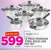 Mainstays 12 Piece Stainless Steel Solid Lids Pot Set-Per Set