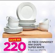 20 Piece Dinner Set Rom Shape Super White-Per Set