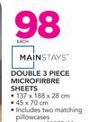 Mainstays Double 3 Piece Microfibre Sheets Includes Two Matching Pillowcases