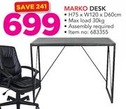 Marko Desk H75 x W120 x D60cm