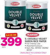 Plascon 5 Ltr Double Velvet Sheen Rice Paper-Each