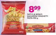 Fatti's & Moni's Macaroni/Spaghetti Pasta-500g Each