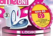 Logik 1.7ltr Cordless Kettle Or Steam Or Dry Iron-Each