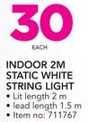 Santa's Trading Indoor 2M Static White String Light-Each