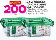 Santa's Trading 6.9M Outdoor 100 Cone Lights Multi Colour-Each
