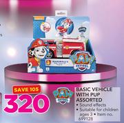 Paw Patrol Basic Vehicle With Pup Assorted