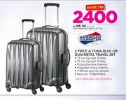 American Tourister 2 Piece A Tona Blue Or Gun Metal Travel Set