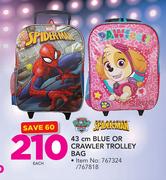 Spider-Man 43cm Blue Or Crawler Trolley Bag-Each