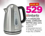 Brabantia 1.7ltr Stainless Steel Cordless Kettle BBEK 10075