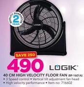 Logik 40cm High Velocity Floor Fan BF-1601A